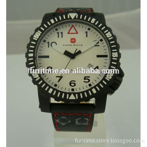 japan own barand quartz watch with hand bands leather for men